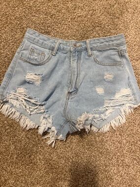 Light Blue Distressed Denim Women’s Shorts
